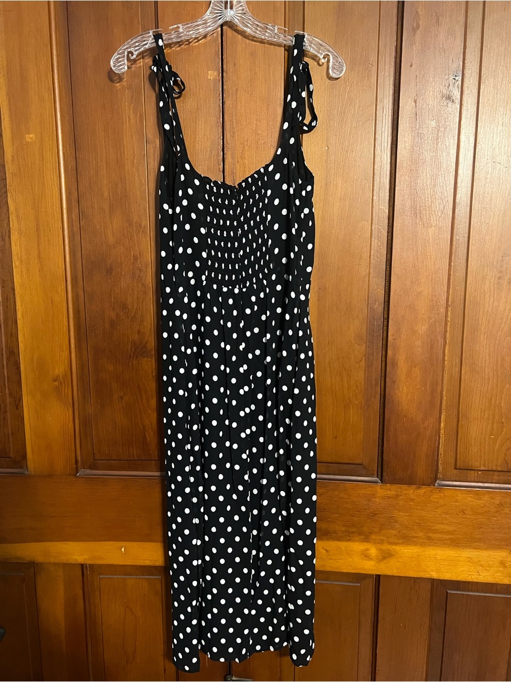 Reformation Besse Size 10 Midi Dress Black White Polka Dots Lined 100% Viscose - Picture 7 of 7
